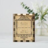 Rustic Country Black Sepia Checks Save the Date Kaart (Staand voorkant)
