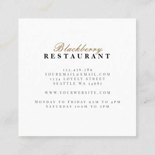 Rustic Country Blackberry Herfst Autumn Wreath Vierkante Visitekaartje (Achterkant)