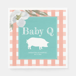 Rustic Country Bloemen en Varken Gingham Baby's Servet