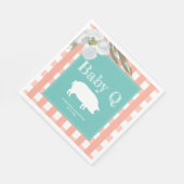 Rustic Country Bloemen en Varken Gingham Baby's Servet (Hoek)