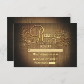 RUSTIC COUNTRY bloemenhouten bruiloft RSVP kaarten (Voorkant / Achterkant)