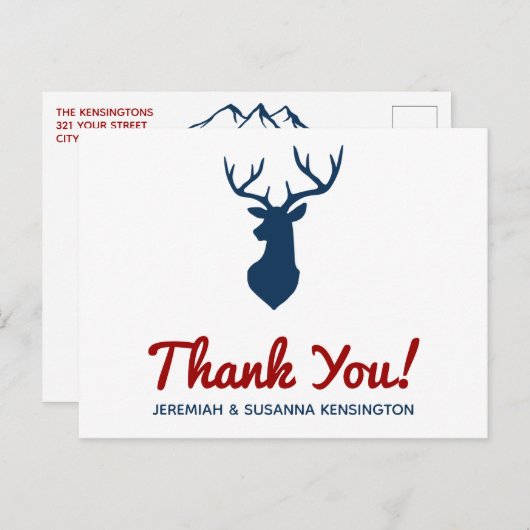 Rustic Country Blue Deer en Mountain Hartelijk dan Briefkaart (Voorkant / Achterkant)