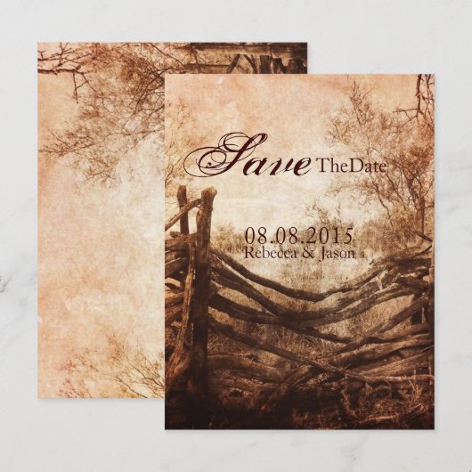 Rustic Country boerderij Wedding Save the Date Aankondigingskaart (Voorkant / Achterkant)
