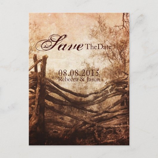 Rustic Country boerderij Wedding Save the Date Aankondigingskaart (Voorkant)