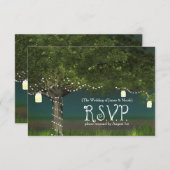 Rustic Country Boom- en Slingerlichten RSVP Kaart (Voorkant / Achterkant)