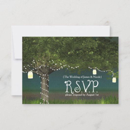 Rustic Country Boom & Slinger Licht RSVP Kaart (Voorkant)