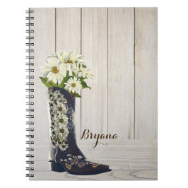 Rustic Country Boot with Daisies Notitieboek