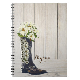Rustic Country Boot with Daisies Notitieboek