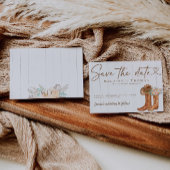 Rustic Country Boots en Pet Floral Save the Date Informatiekaartje