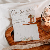 Rustic Country Boots en Pet Floral Save the Date Informatiekaartje