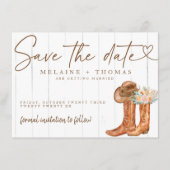 Rustic Country Boots en Pet Floral Save the Date Informatiekaartje (Voorkant)