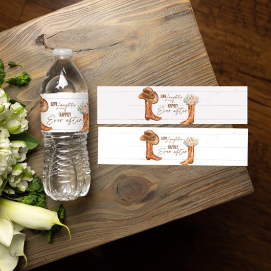 Rustic Country Boots & Pet Waterflesetiket Waterfles Etiket