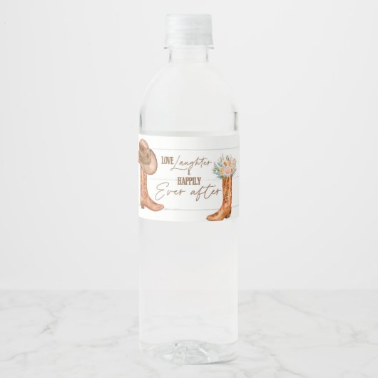Rustic Country Boots & Pet Waterflesetiket Waterfles Etiket (Voorkant)