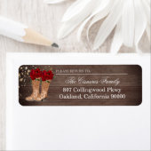 Rustic Country Boots Red Roses Return Address Labs Etiket (Insitu)