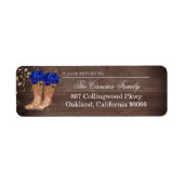 Rustic Country Boots Royal Blue Rozen Address Etiket (Voorkant)