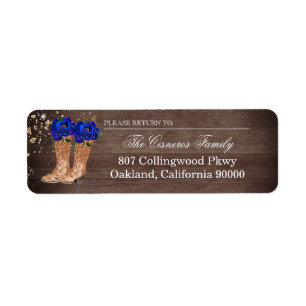 Rustic Country Boots Royal Blue Rozen Address Etiket