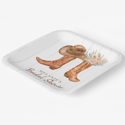 Rustic Country Boots Vrijgezellenfeest Custom Papieren Bordje (Gebogen)