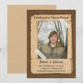 Rustic Country Boy's Afstuderen Open House I Kaart (Voorkant / Achterkant)