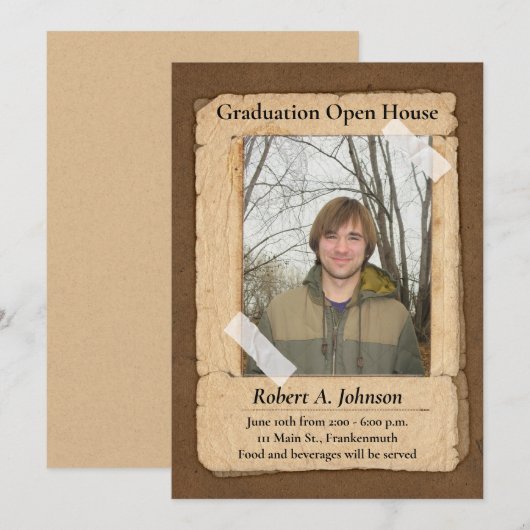 Rustic Country Boy's Afstuderen Open House I Kaart (Voorkant / Achterkant)