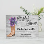 Rustic Country Bridal Paarse Vrijgezellenfeest Kaart (Staand voorkant)