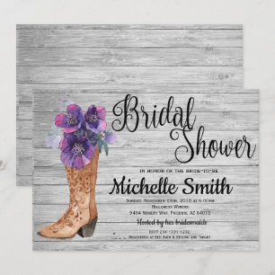 Rustic Country Bridal Paarse Vrijgezellenfeest Kaart