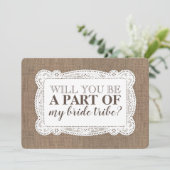 Rustic Country Bridesmaid / Maid of Honor proposal Kaart (Staand voorkant)