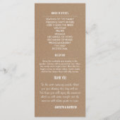 Rustic Country Brown huwelijksprogramma 2 Programmakaart (Achterkant)