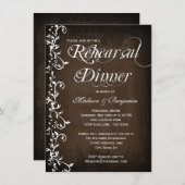 Rustic Country Brown Rehearsal Dinner Invitations Kaart (Voorkant / Achterkant)