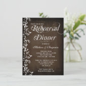 Rustic Country Brown Rehearsal Dinner Invitations Kaart (Staand voorkant)