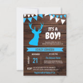 Rustic Country Buck Deer BOY Baby shower nodigt ui Kaart (Voorkant)