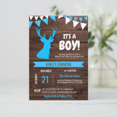 Rustic Country Buck Deer BOY Baby shower nodigt ui Kaart (Staand voorkant)