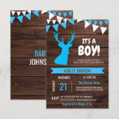 Rustic Country Buck Deer BOY Baby shower nodigt ui Kaart (Voorkant / Achterkant)