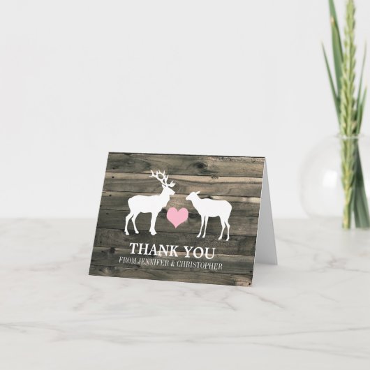 Rustic Country Buck en Doe Bedankkaart (Voorkant)