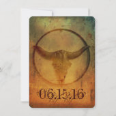 Rustic Country Bull Horns Wedding Invitations Kaart (Achterkant)
