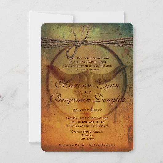 Rustic Country Bull Horns Wedding Invitations Kaart (Voorkant)