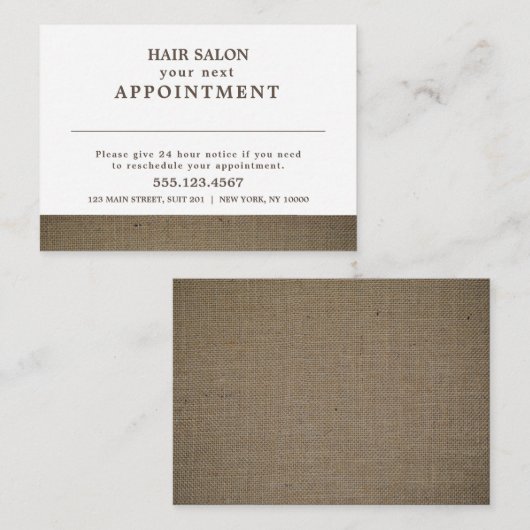 Rustic Country Burlap Appointkaart Informatiekaartje (Voorkant / Achterkant)