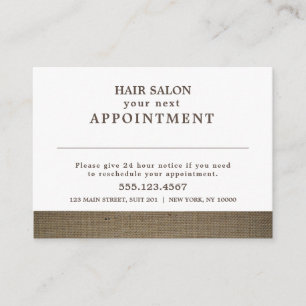 Rustic Country Burlap Appointkaart Informatiekaartje