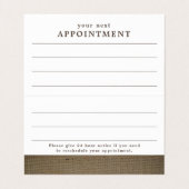 Rustic Country Burlap Appointkaart Visitekaartje (Binnenkant ongevouwen)