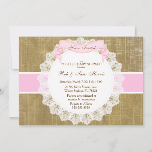 Rustic Country  Burlap Baby shower Uitnodigen Kaart (Voorkant)