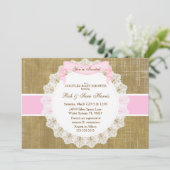 Rustic Country  Burlap Baby shower Uitnodigen Kaart (Staand voorkant)