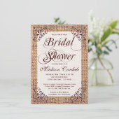 Rustic Country Burlap Bridal Shower-uitnodigingen Kaart (Staand voorkant)