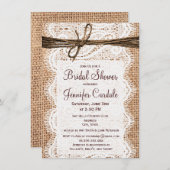 Rustic Country Burlap Bridal Shower-uitnodigingen Kaart (Voorkant / Achterkant)