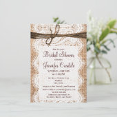 Rustic Country Burlap Bridal Shower-uitnodigingen Kaart (Staand voorkant)