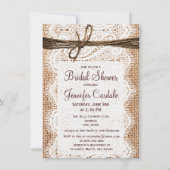 Rustic Country Burlap Bridal Shower-uitnodigingen Kaart (Voorkant)
