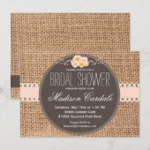 Rustic Country Burlap Bridal Shower-uitnodigingen Kaart (Voorkant / Achterkant)