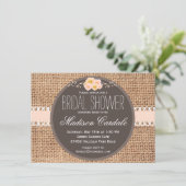 Rustic Country Burlap Bridal Shower-uitnodigingen Kaart (Staand voorkant)