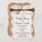 Rustic Country Burlap Bridal Shower-uitnodigingen Kaart (Voorkant / Achterkant)