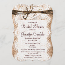 Rustic Country Burlap Bridal Shower-uitnodigingen