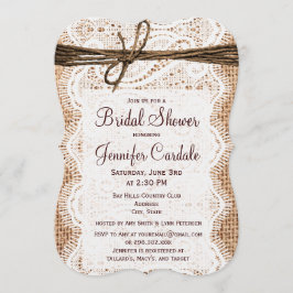 Rustic Country Burlap Bridal Shower-uitnodigingen Kaart