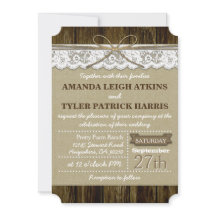 Rustic Country Burlap en Lace Wedding Invitations
